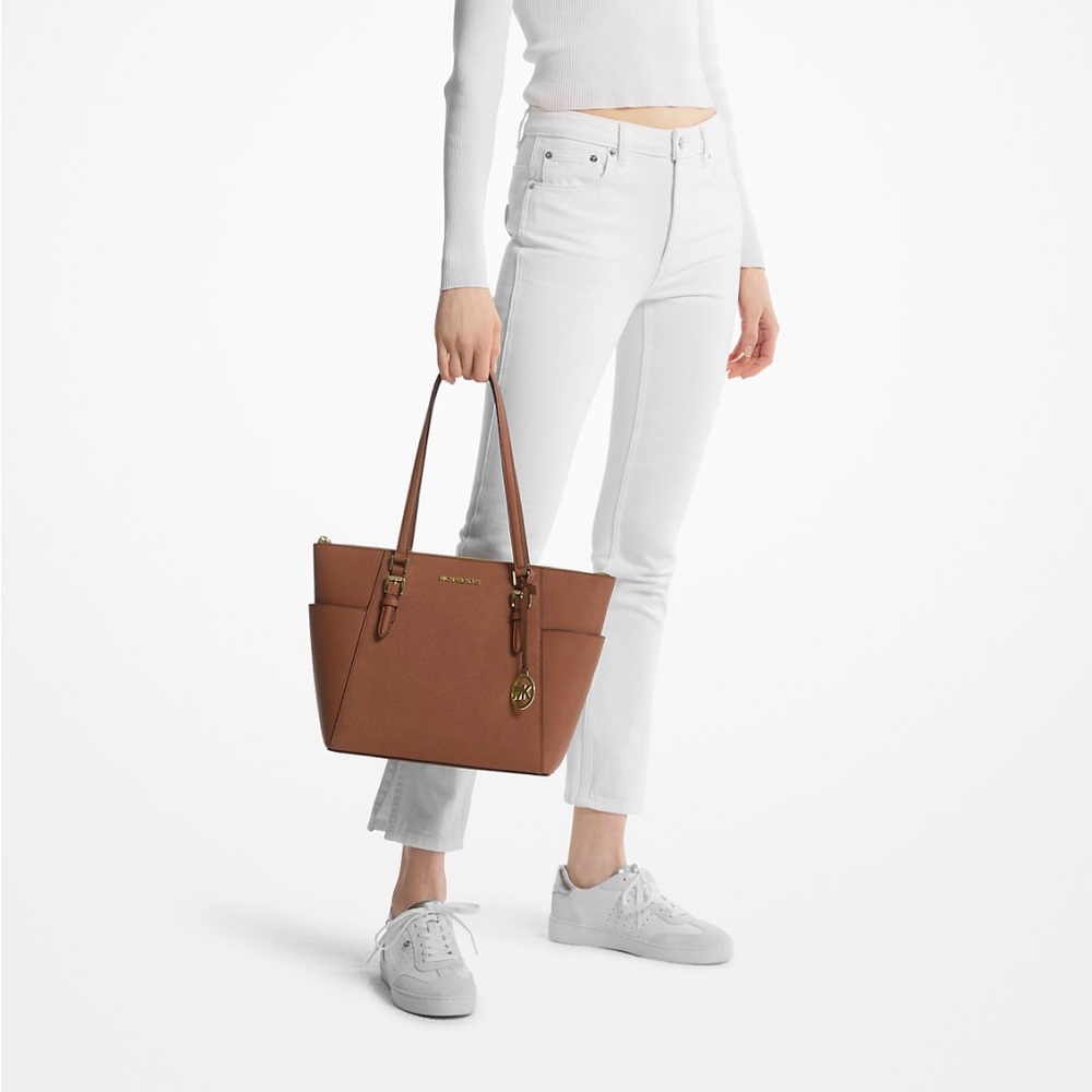 Michael Kors Charlotte Large Leather Top-Zip Tote Bag - Picture 15 of 16